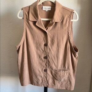 Women's Brown Button Down Vest Shirt made in USA